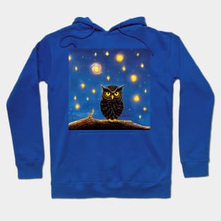 Owl in a blue night sky Hoodie